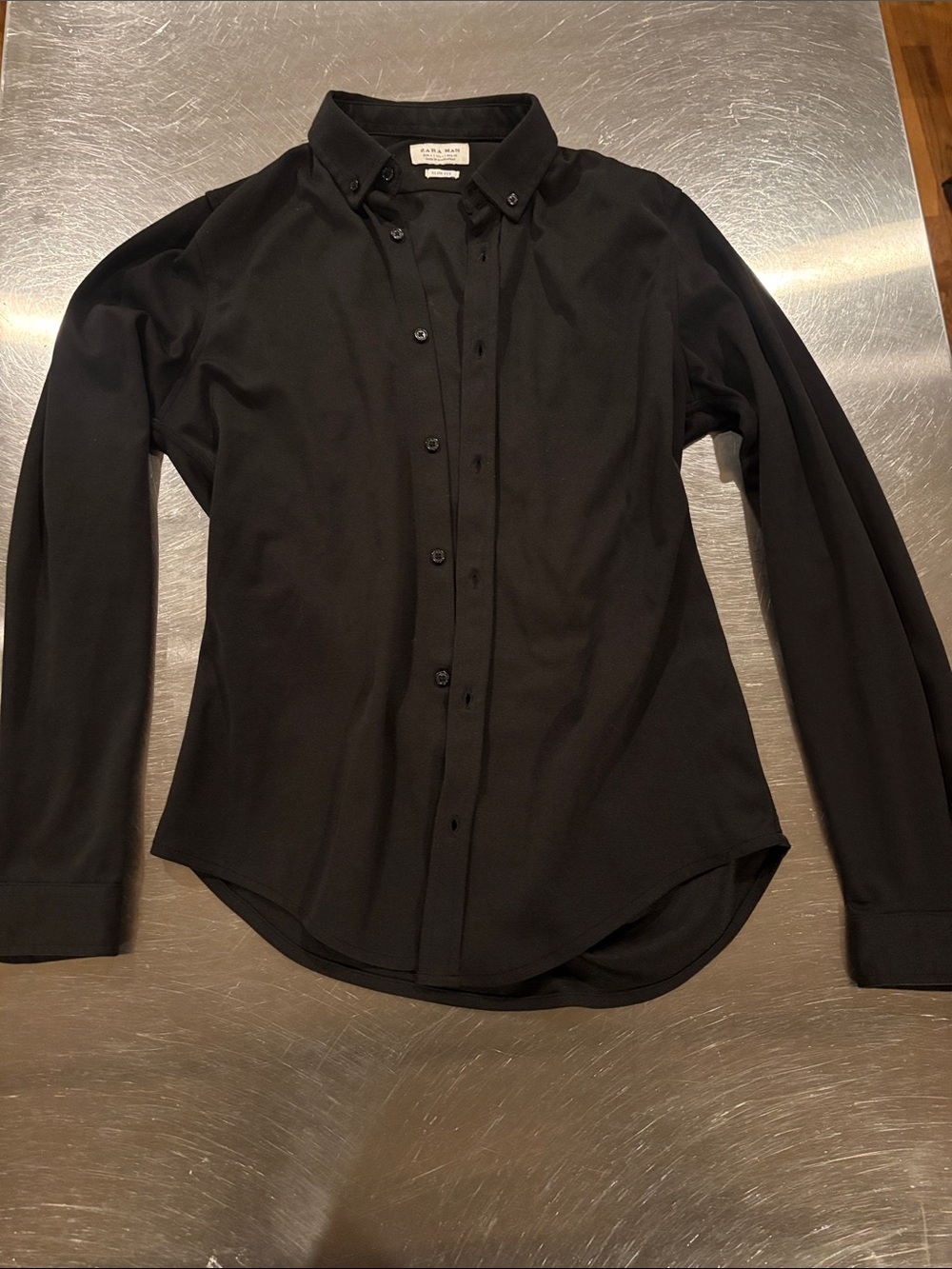 Zara Men's Black Button-Down Dress Shirt